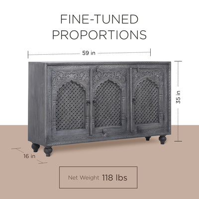 Patrin Nomad Wooden Sideboard in Grey Distressed Finish - VMInnovations