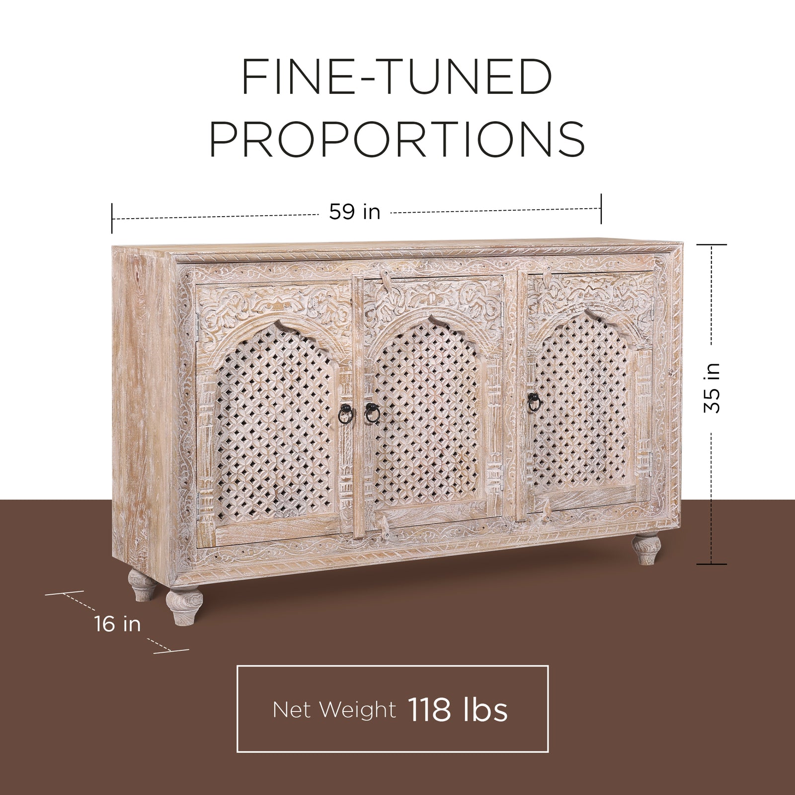 Patrin Nomad Wooden Sideboard in Distressed Natural Finish - VMInnovations