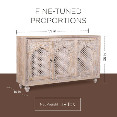 Maven Lane Handmade Heritage Wooden Sideboard, Distressed Natural Finish (Used) - VMInnovations