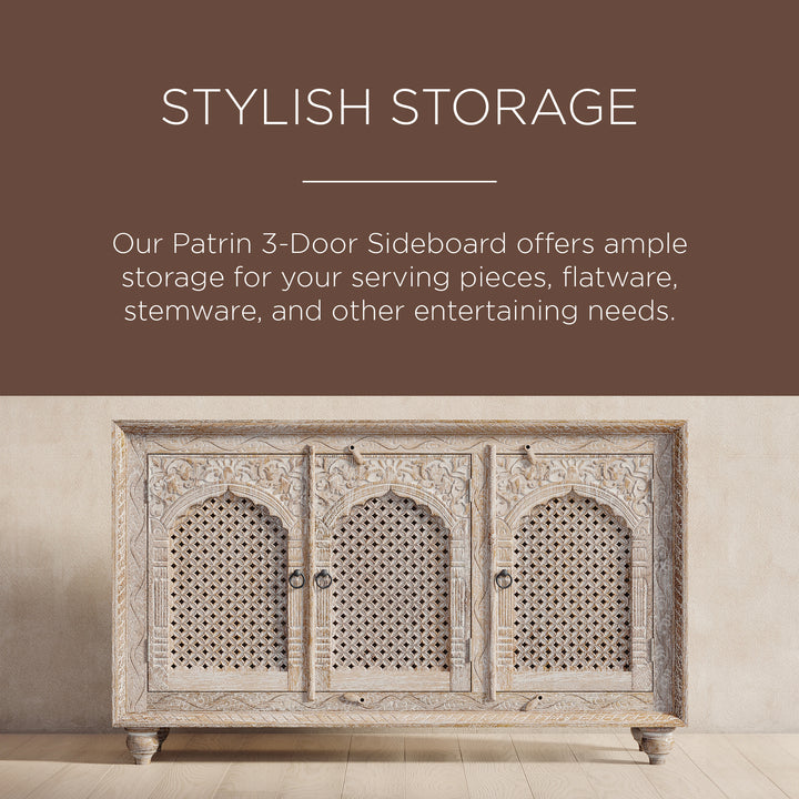 Patrin Nomad Wooden Sideboard in Distressed Natural Finish