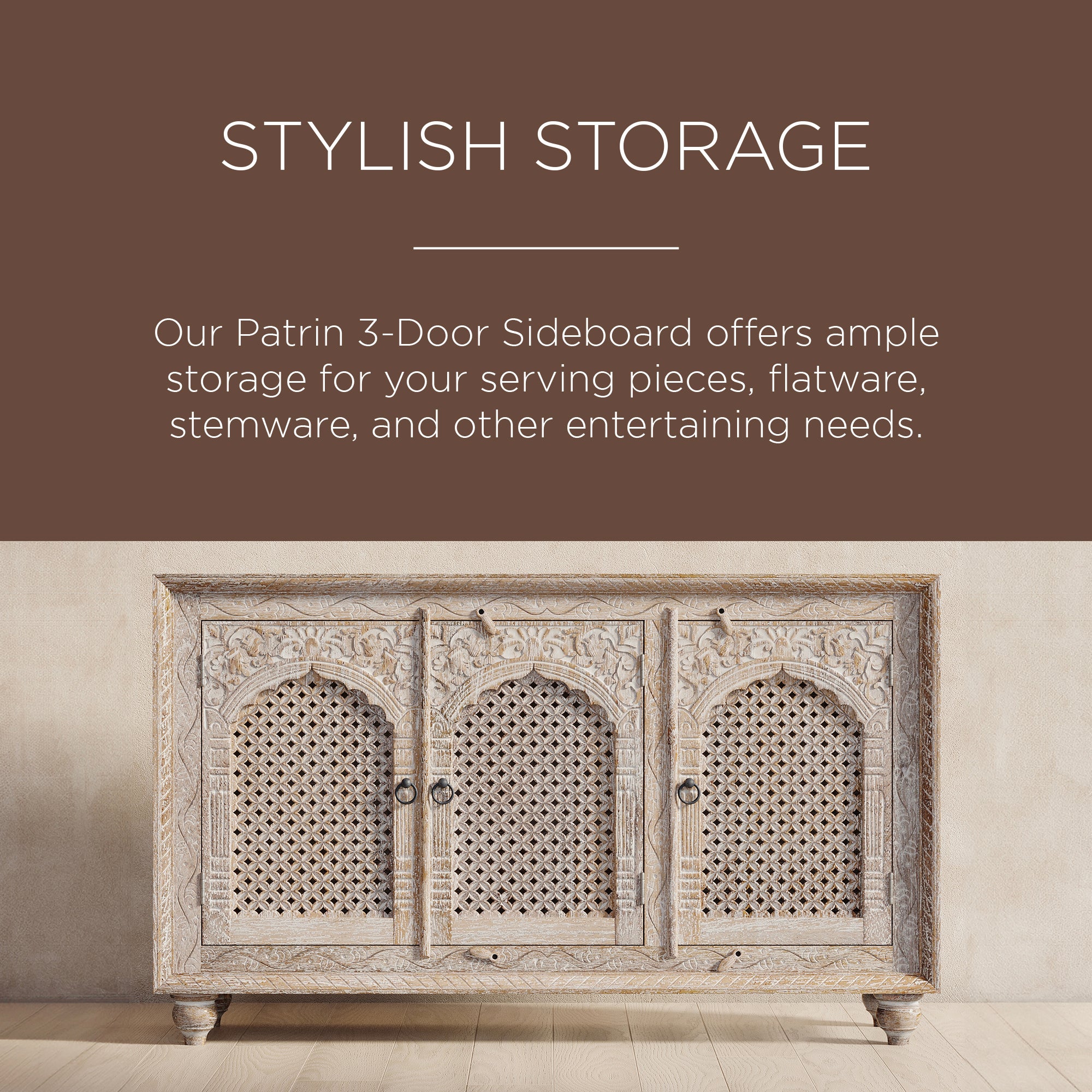 Maven Lane Handmade Heritage Wooden Sideboard, Distressed Natural Finish (Used) - VMInnovations