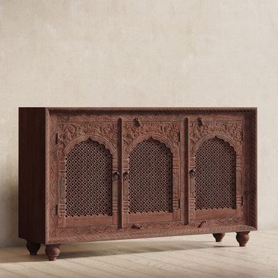 Patrin Nomad Wooden Sideboard in Brown Distressed Finish