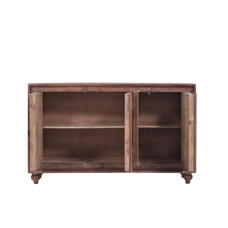 Patrin Nomad Wooden Sideboard in Brown Distressed Finish