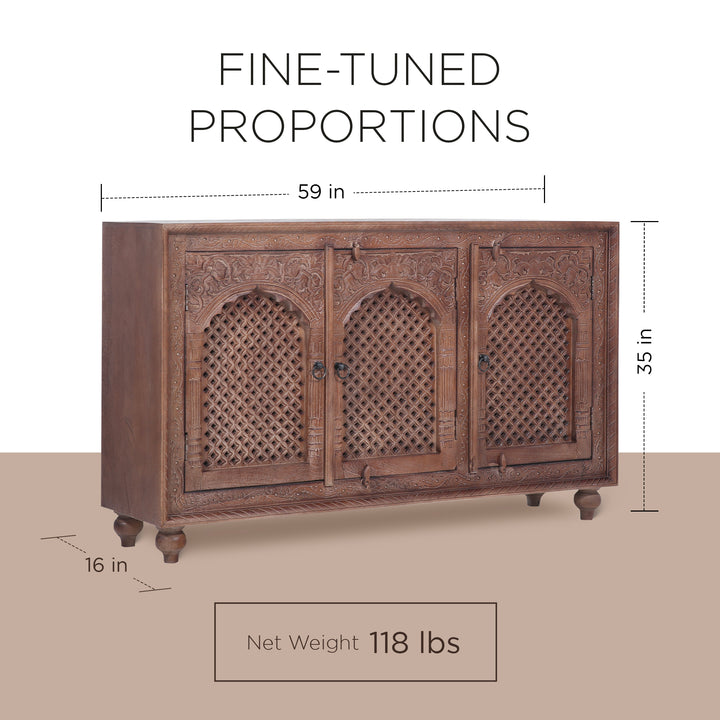 Maven Lane Handmade Wooden Sideboard in Brown Distressed Finish (Open Box) - VMInnovations