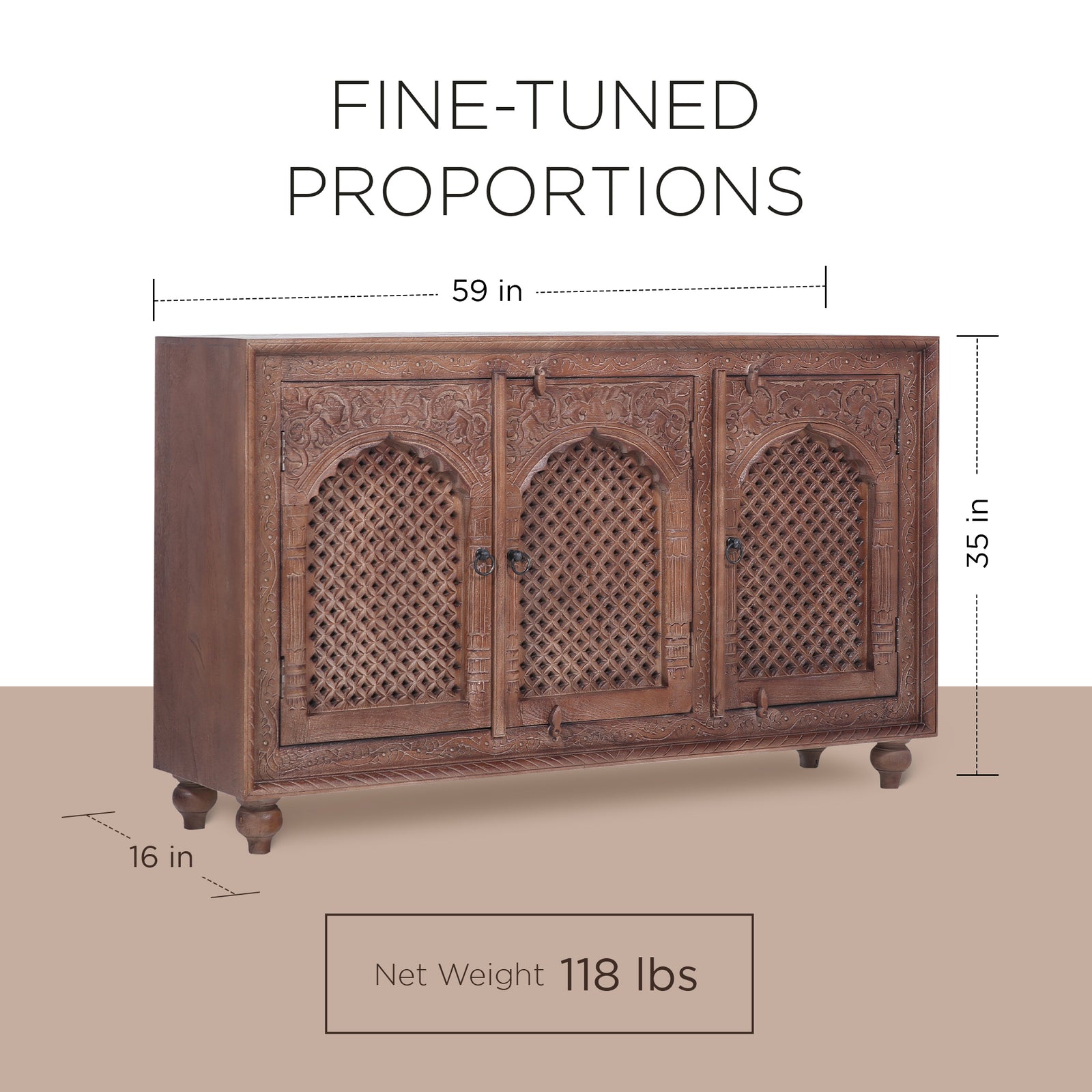 Maven Lane Handmade Heritage Wooden Sideboard in Brown Distressed Finish (Used) - VMInnovations