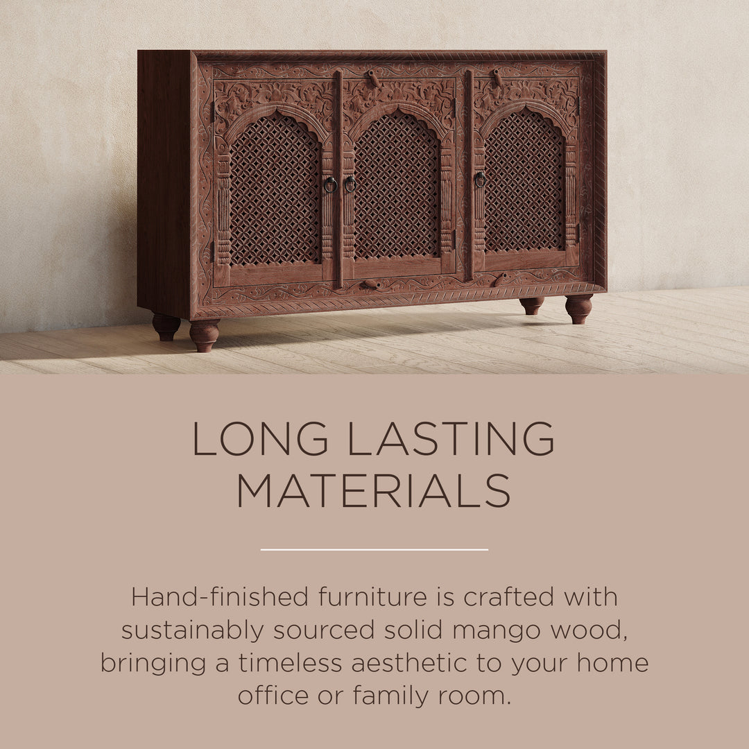 Maven Lane Handmade Wooden Sideboard in Brown Distressed Finish (Open Box) - VMInnovations