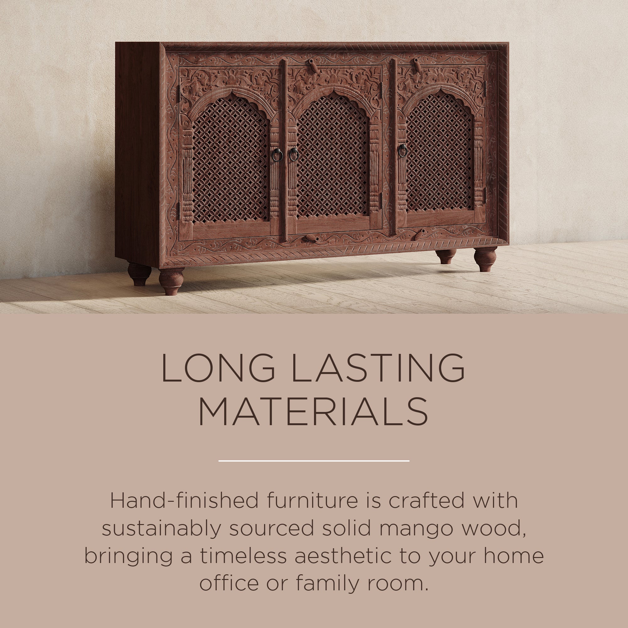 Maven Lane Handmade Heritage Wooden Sideboard in Brown Distressed Finish (Used) - VMInnovations