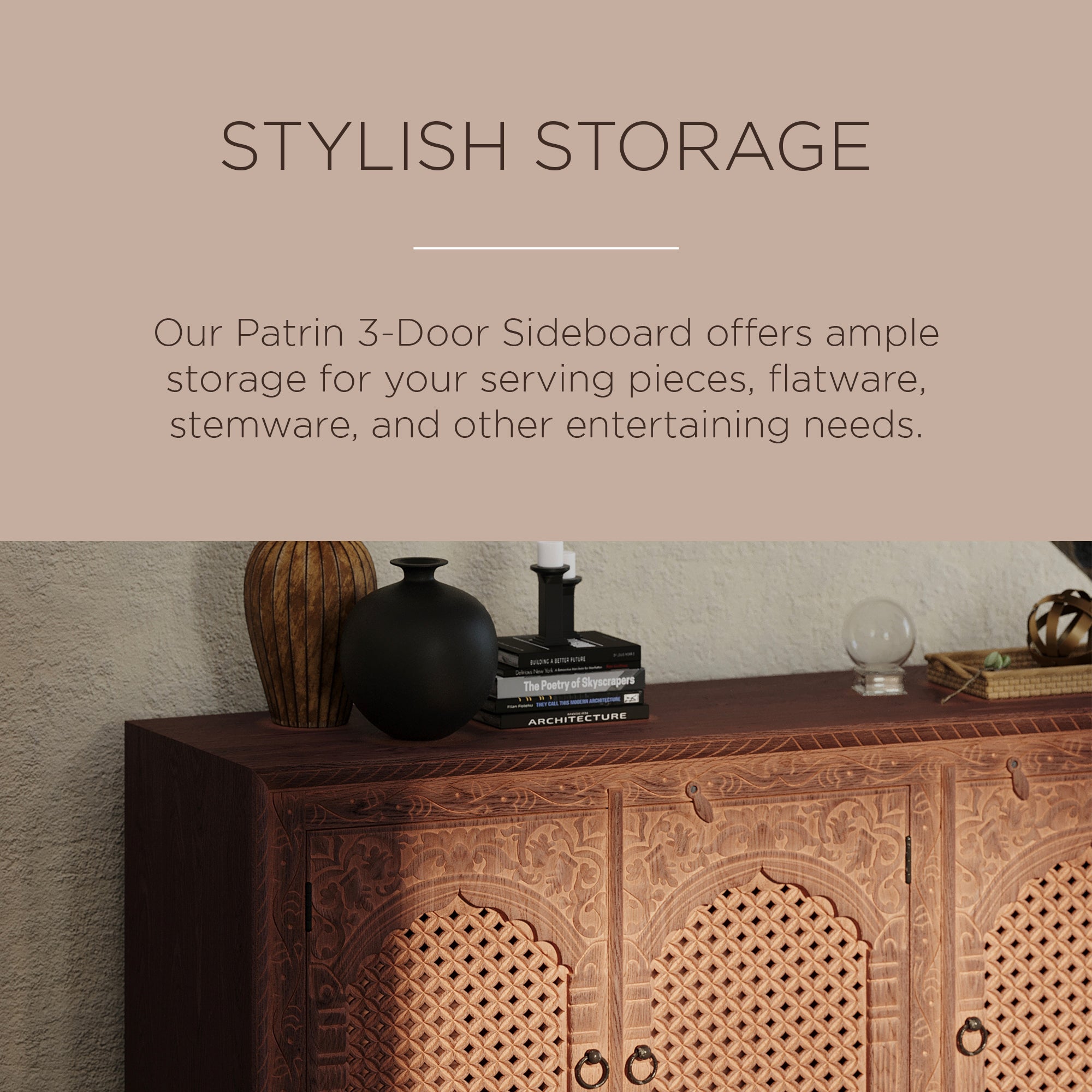 Maven Lane Handmade Wooden Sideboard in Brown Distressed Finish (Open Box) - VMInnovations