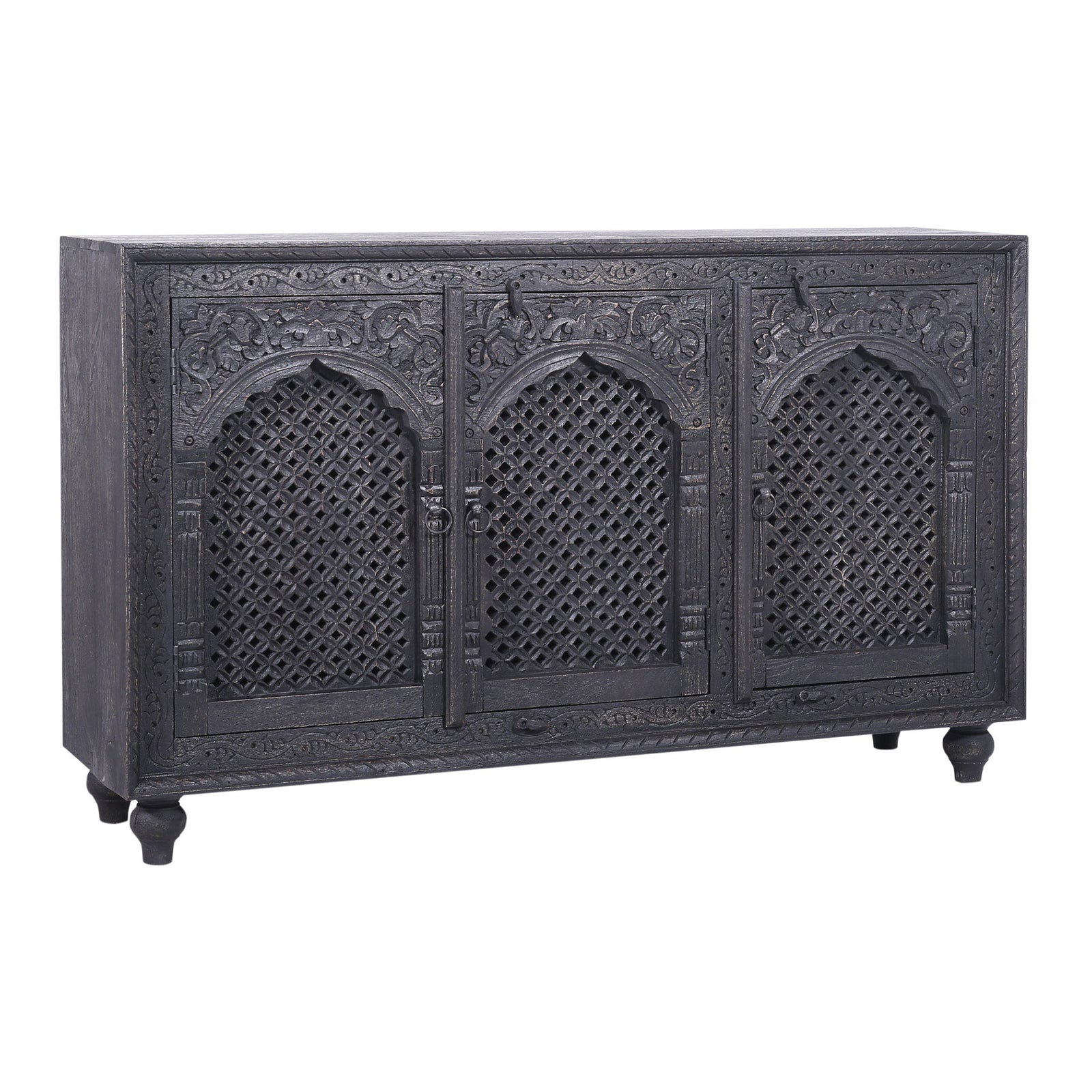 Patrin Nomad Wooden Sideboard in Black Distressed Finish - VMInnovations
