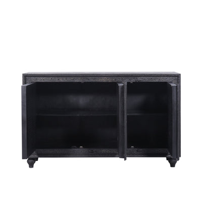 Patrin Nomad Wooden Sideboard in Black Distressed Finish