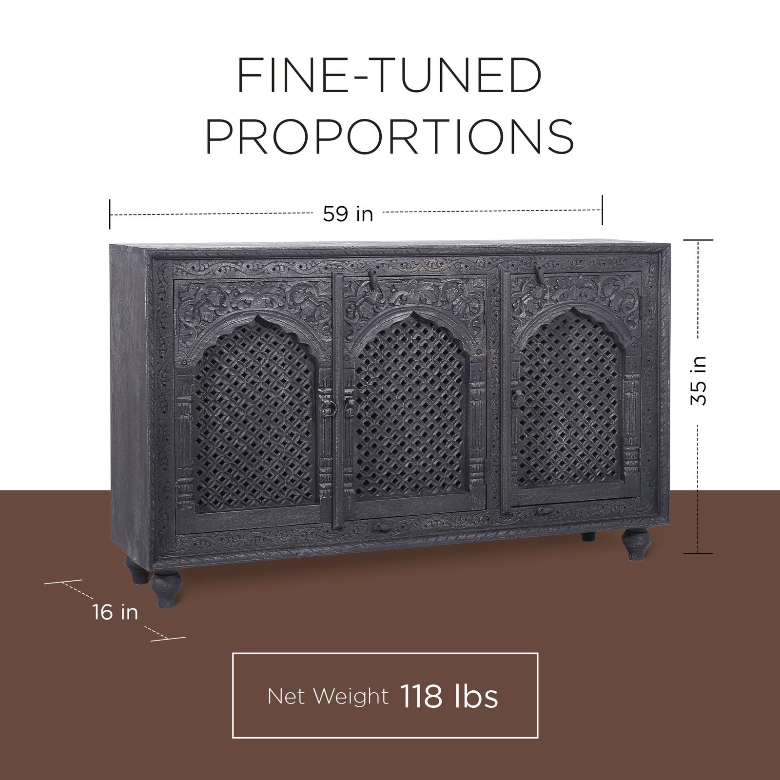 Patrin Nomad Wooden Sideboard in Black Distressed Finish - VMInnovations