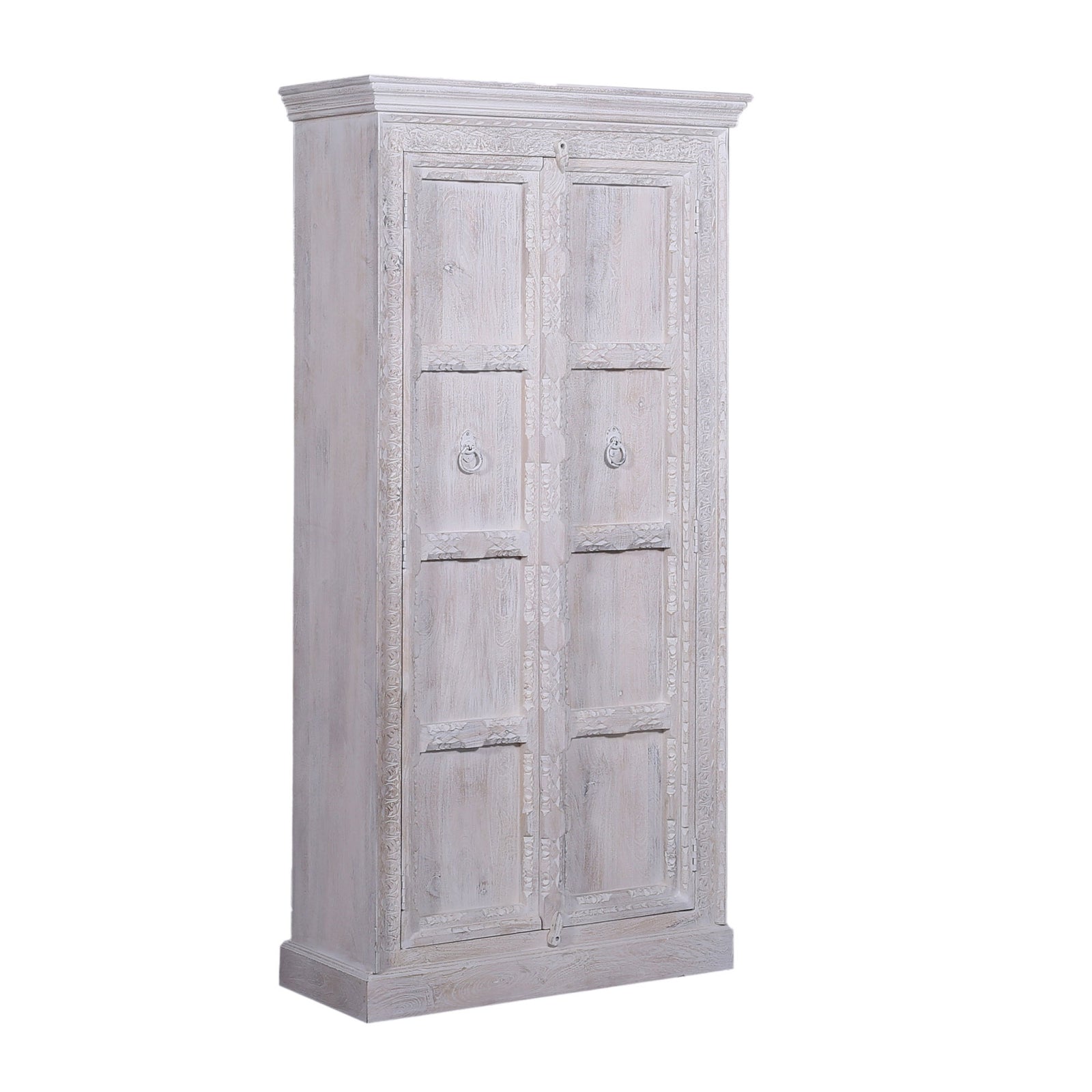 Mahala Nomad Wooden Cabinet in White Distressed Finish - VMInnovations