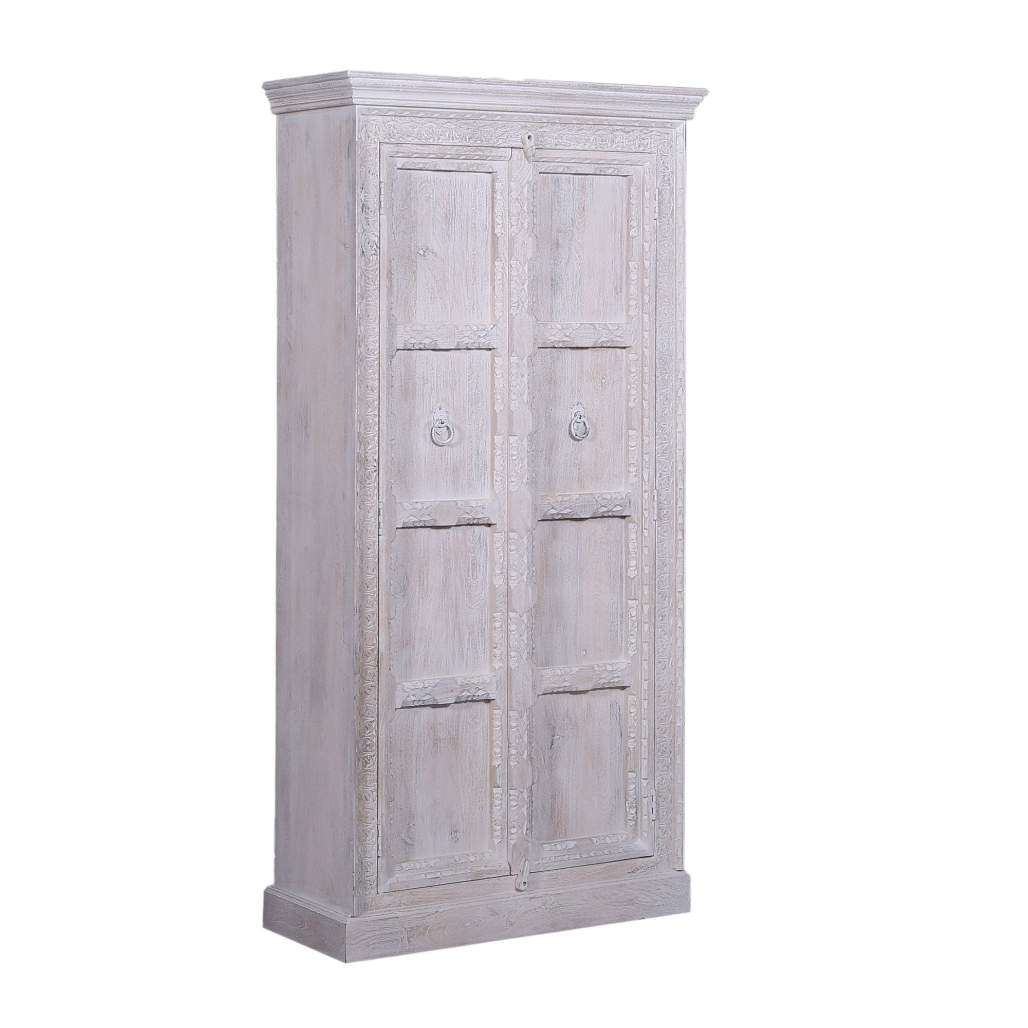 Mahala Nomad Wooden Cabinet in White Distressed Finish - VMInnovations