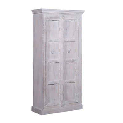 Mahala Nomad Wooden Cabinet in White Distressed Finish - VMInnovations