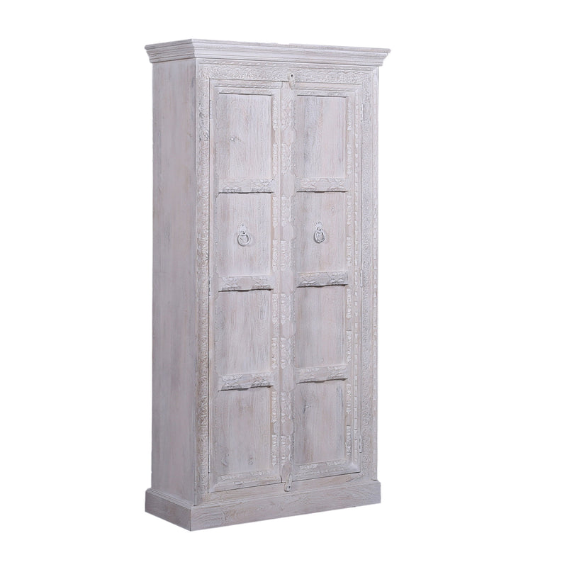Mahala Nomad Wooden Cabinet in White Distressed Finish