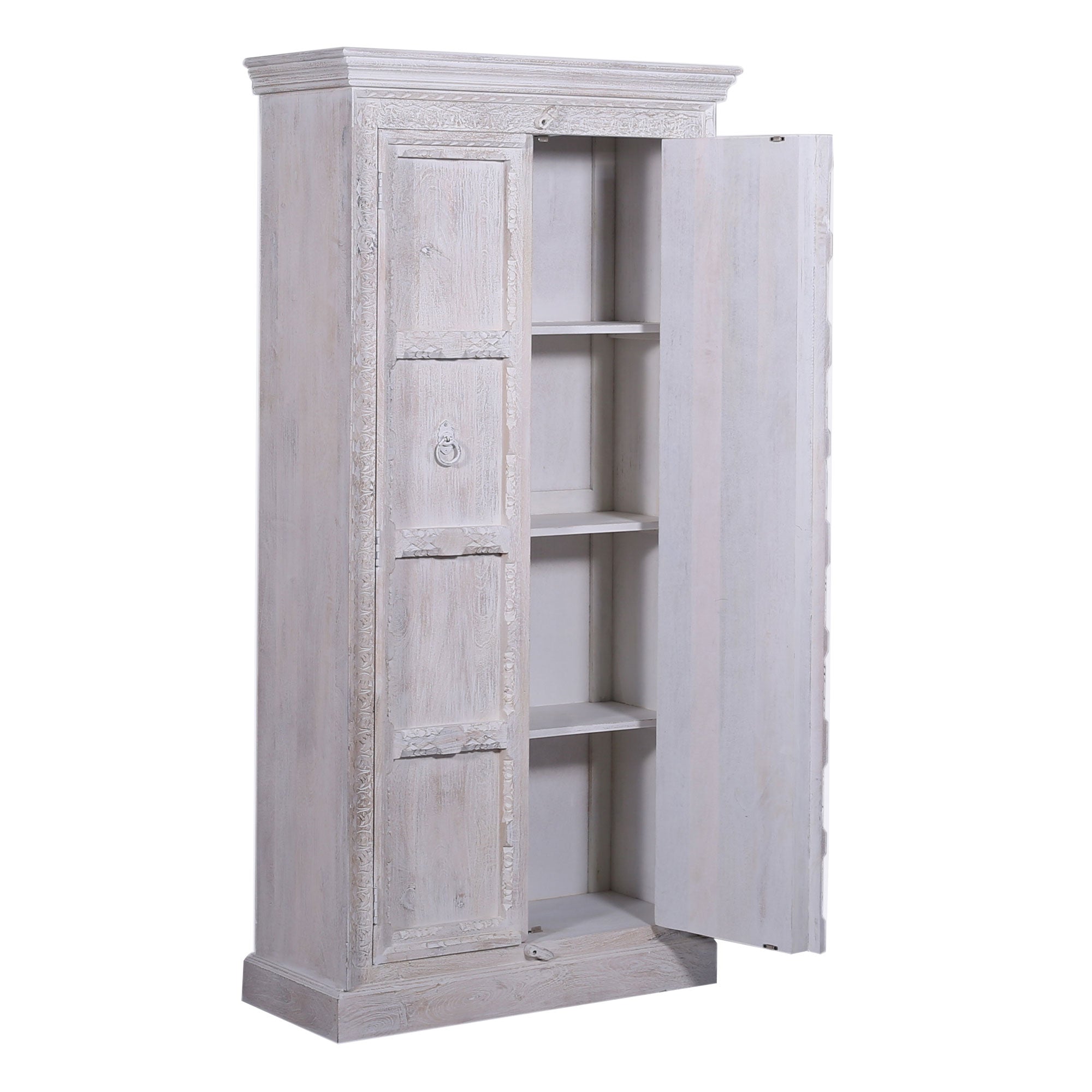 Mahala Nomad Wooden Cabinet in White Distressed Finish - VMInnovations