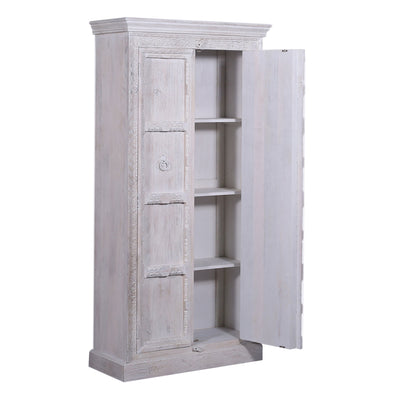 Mahala Nomad Wooden Cabinet in White Distressed Finish - VMInnovations