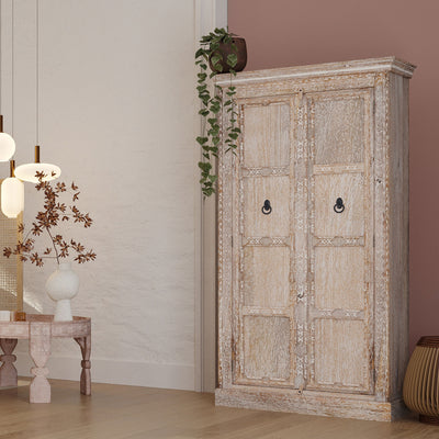 Maven Lane Handmade Heritage Wooden Cabinet in Distressed Natural Finish (Used) - VMInnovations