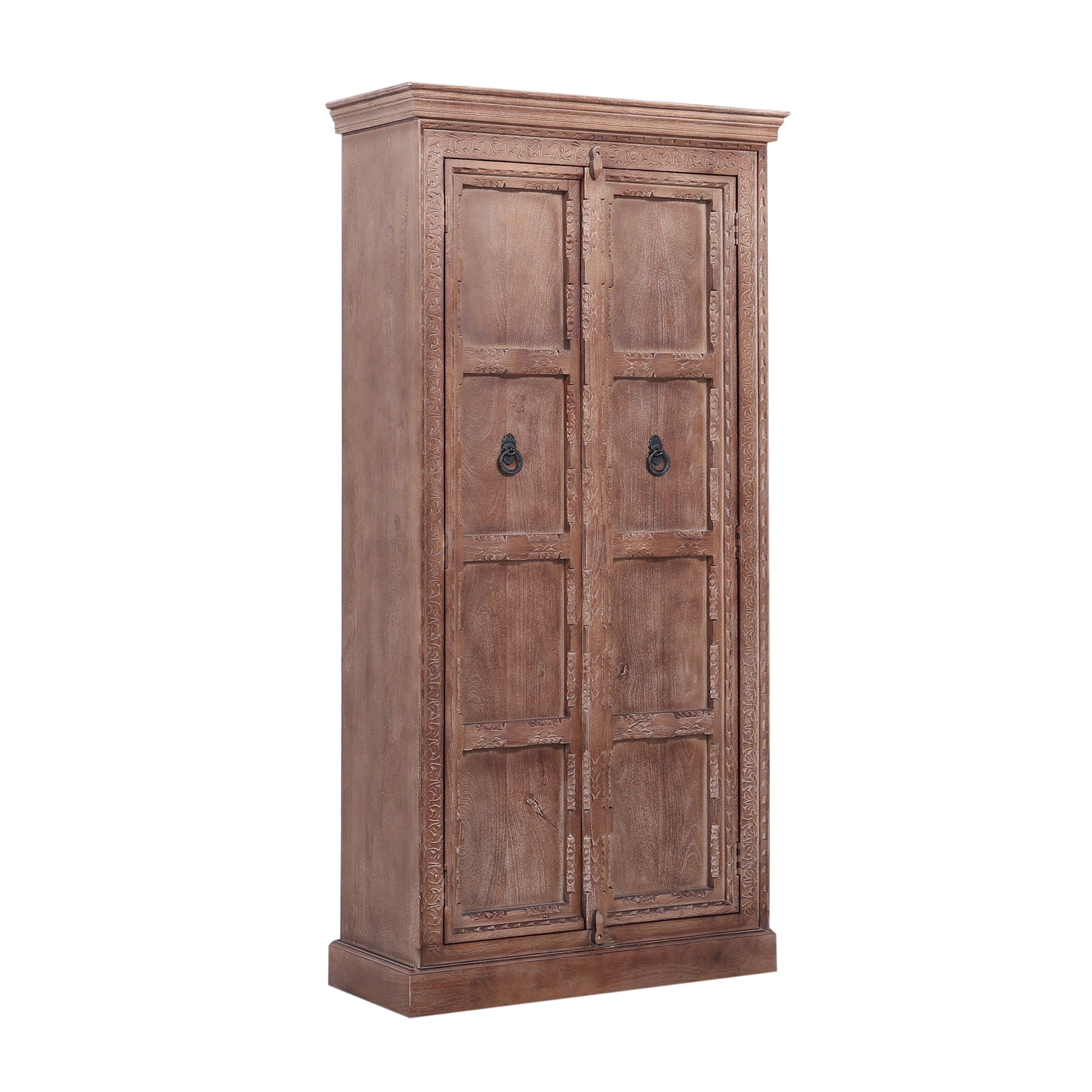 Maven Lane Mahala Handmade Wooden Cabinet in Brown Distressed Finish (Open Box) - VMInnovations