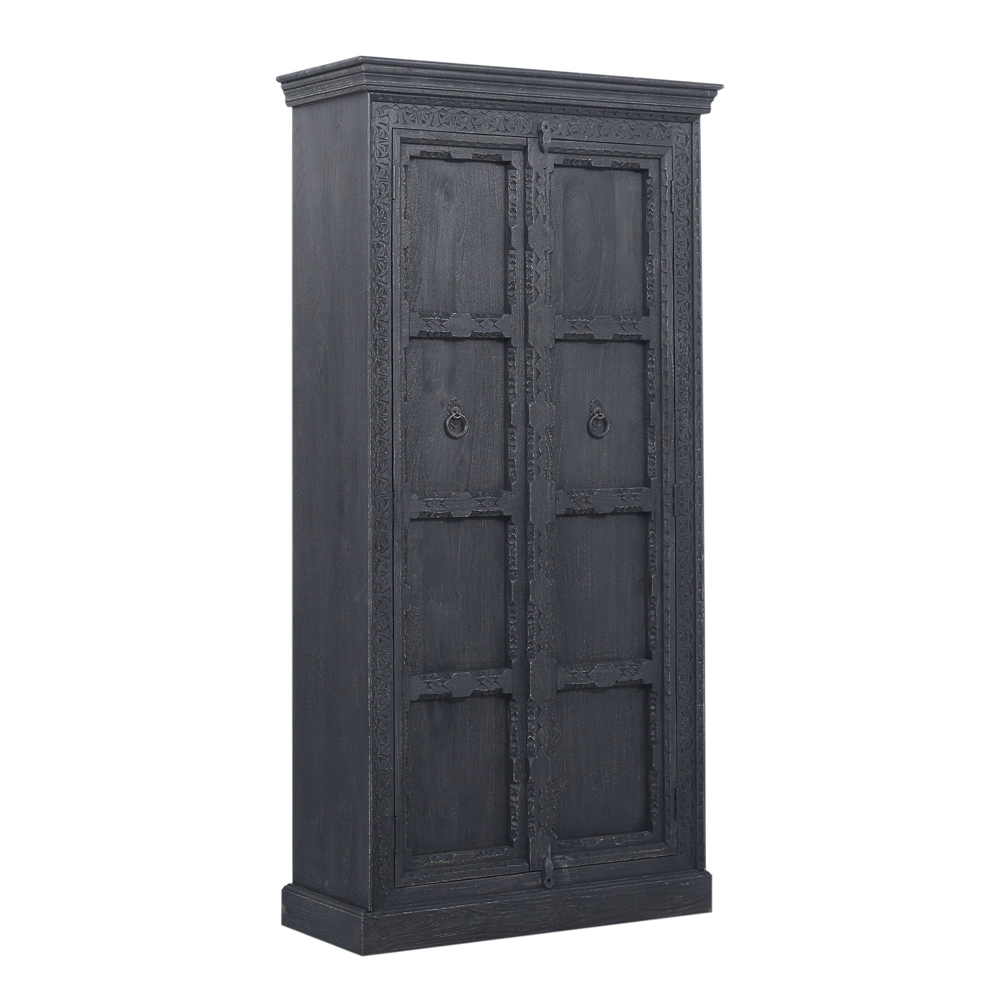 Maven Lane Mahala Heritage Wooden Cabinet in Black Distressed Finish (For Parts) - VMInnovations