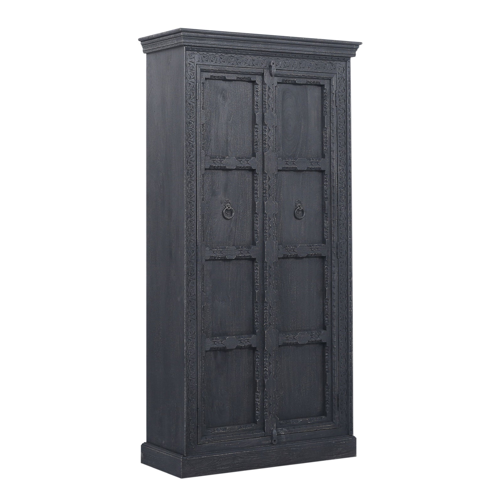 Maven Lane Handmade Heritage Wooden Cabinet in Black Distressed Finish(Open Box) - VMInnovations