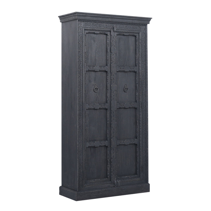 Maven Lane Handmade Heritage Wooden Cabinet in Black Distressed Finish(Open Box) - VMInnovations
