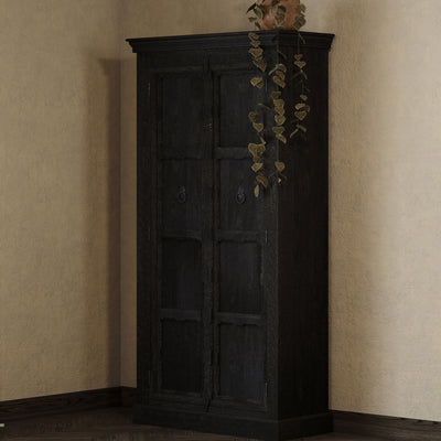 Maven Lane Mahala Heritage Wooden Cabinet in Black Distressed Finish (For Parts) - VMInnovations