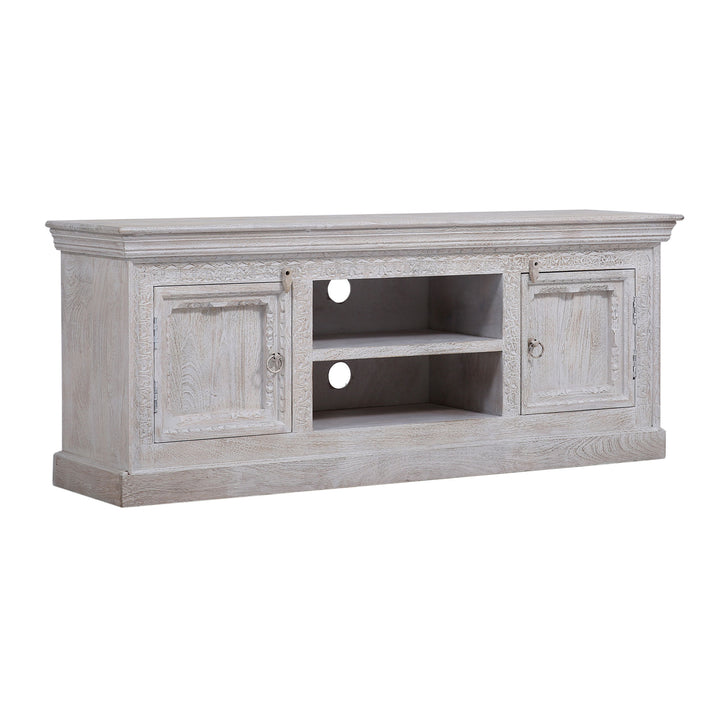 Maven Lane Mahala Heritage Wooden Media Unit in White Distressed Finish (Used)