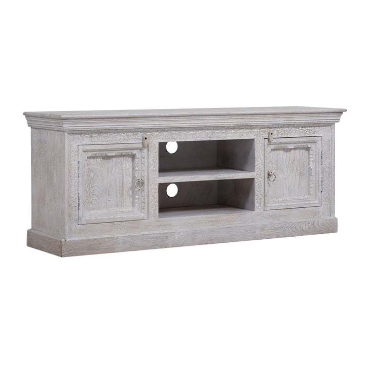 Mahala Nomad Wooden Media Unit in White Distressed Finish