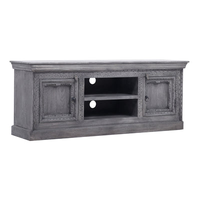 Maven Lane Handmade Wooden Media Unit in Grey Distressed Finish (Open Box) - VMInnovations