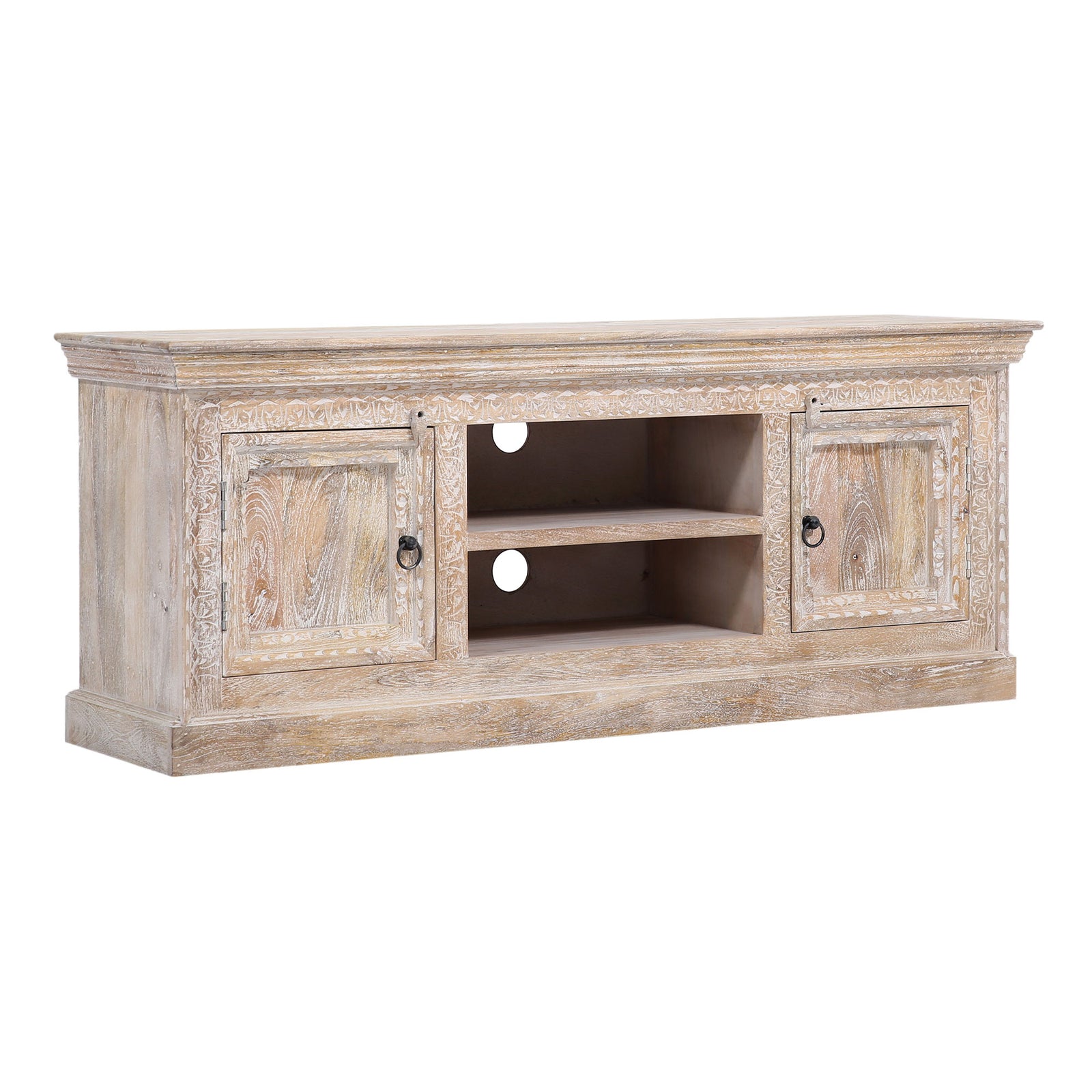 Maven Lane Handmade Heritage Wooden Media Unit, Distressed Natural Finish (Used) - VMInnovations