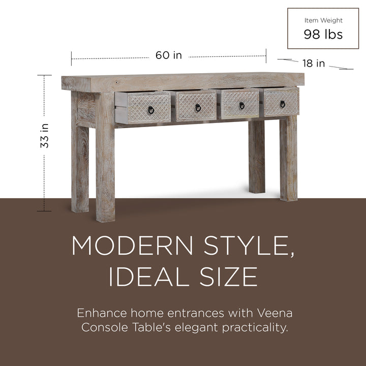 Maven Lane Handmade Wooden Console Table, Distress Natural Finish (Open Box) - VMInnovations