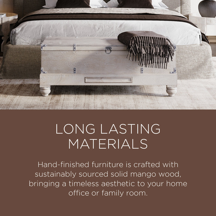 Maven Lane Nerio Handmade Heritage Wooden Bench, White Distressed Finish (Used) - VMInnovations