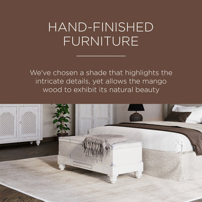 Maven Lane Nerio Handmade Heritage Wooden Bench, White Distressed Finish (Used) - VMInnovations
