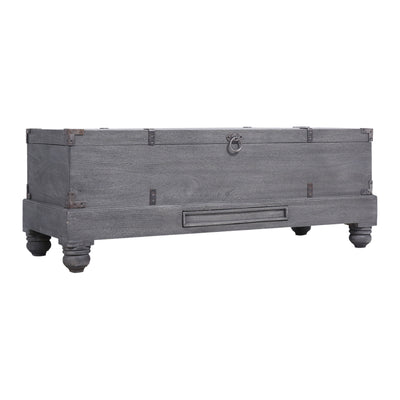 Nerio Nomad Wooden Storage Bench in Grey Distressed Finish