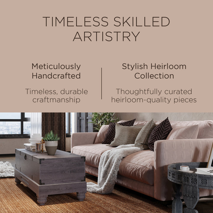 Maven Lane Handmade Wooden Storage Bench, Grey Distressed Finish (Open Box) - VMInnovations
