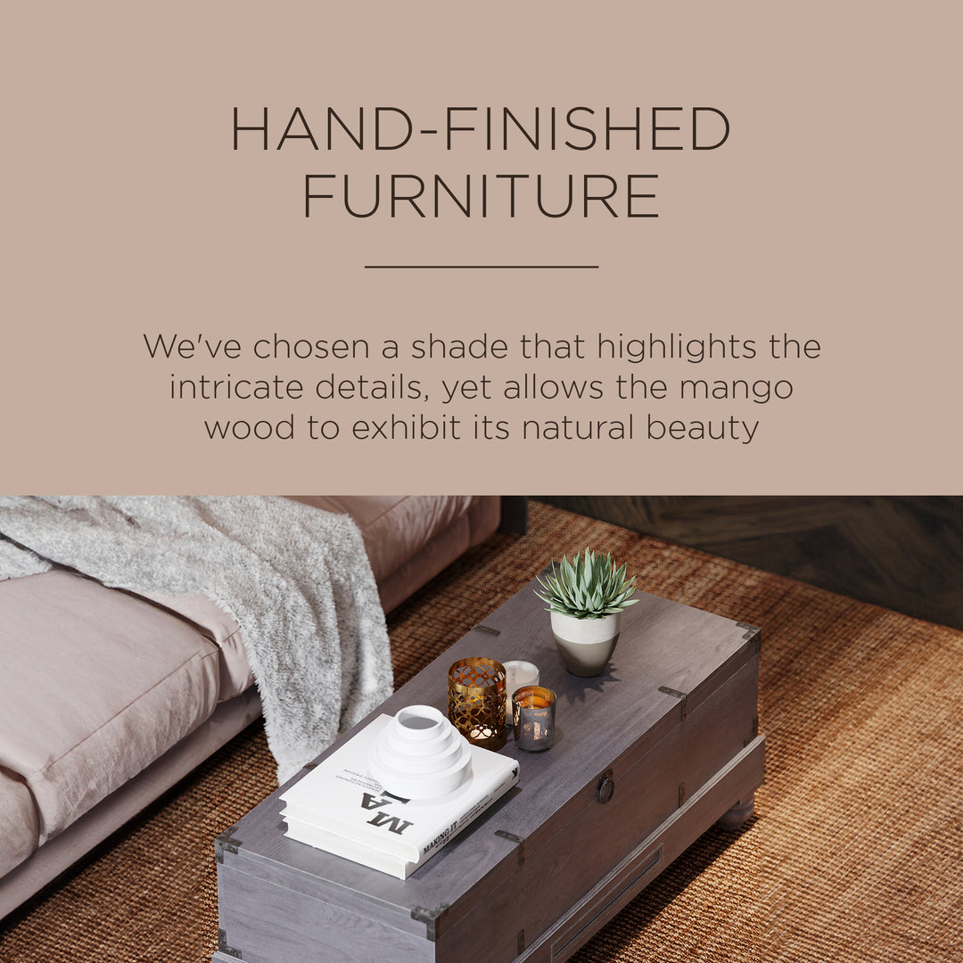 Maven Lane Handmade Wooden Storage Bench, Grey Distressed Finish (Open Box) - VMInnovations