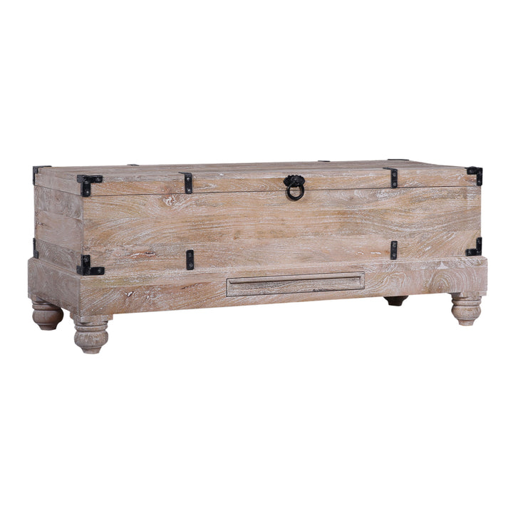Maven Lane Nerio Handmade Wooden Storage Bench, Distress Natural Finish (Used) - VMInnovations