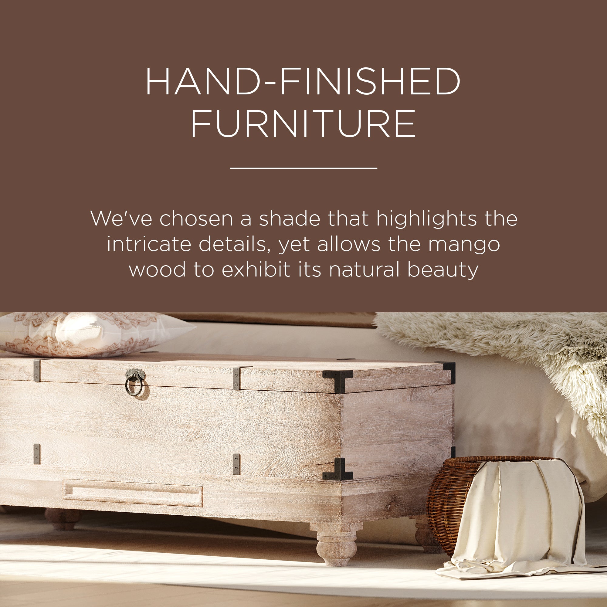 Maven Lane Nerio Handmade Wooden Storage Bench, Distress Natural Finish (Used) - VMInnovations