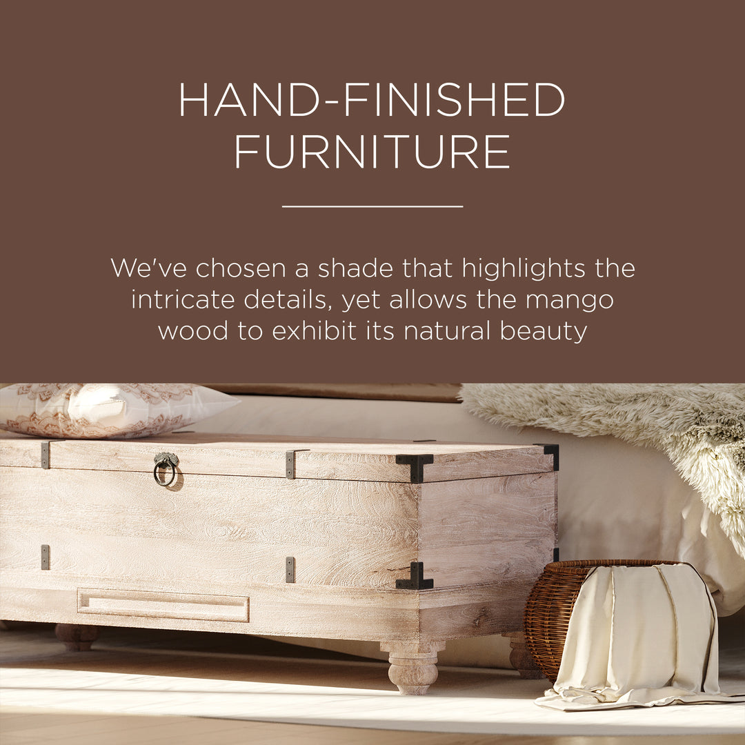 Nerio Nomad Wooden Storage Bench in Distressed Natural Finish