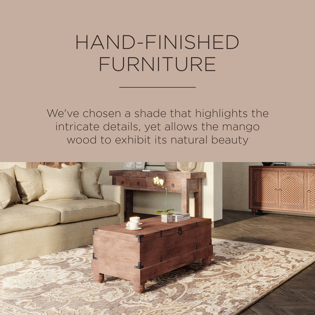 Maven Lane Handmade Heritage Wooden Storage Bench, Brown Distressed Finish(Used) - VMInnovations