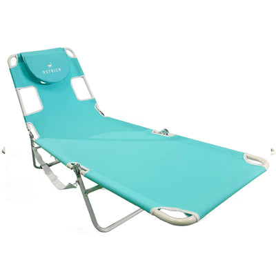 Ostrich Chaise Lounge, Versatile Facedown Beach Camping Pool Tanning Chair, Aqua