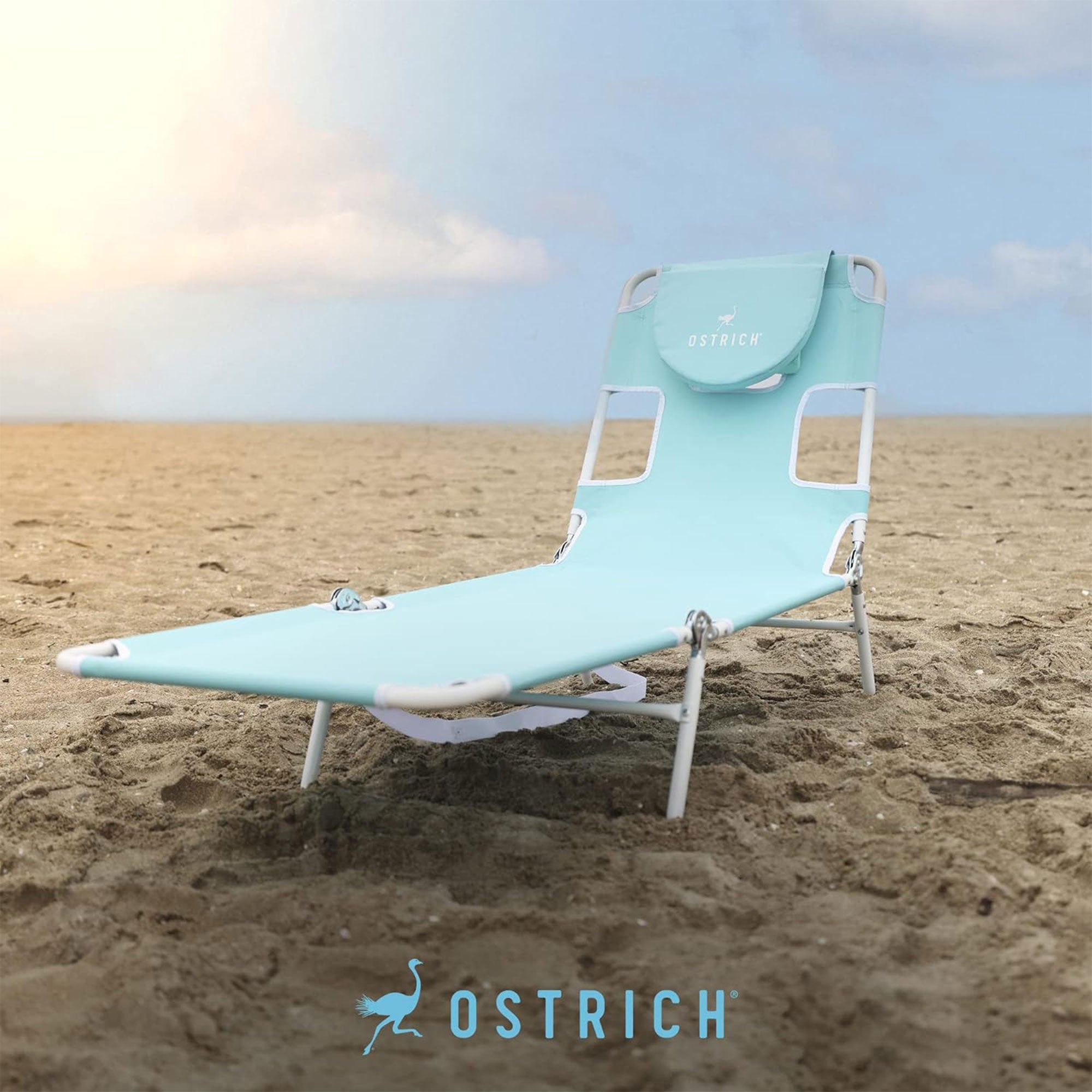 Ostrich Lounge, Versatile Facedown Beach Camping Pool Tanning Chair, Aqua (Used)