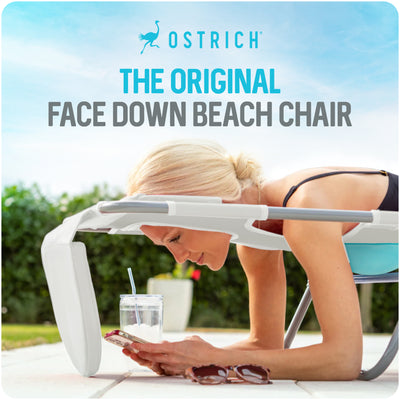 Ostrich The Ladies Comfort Lounger, Foldable Beach Pool Tanning Chair, White