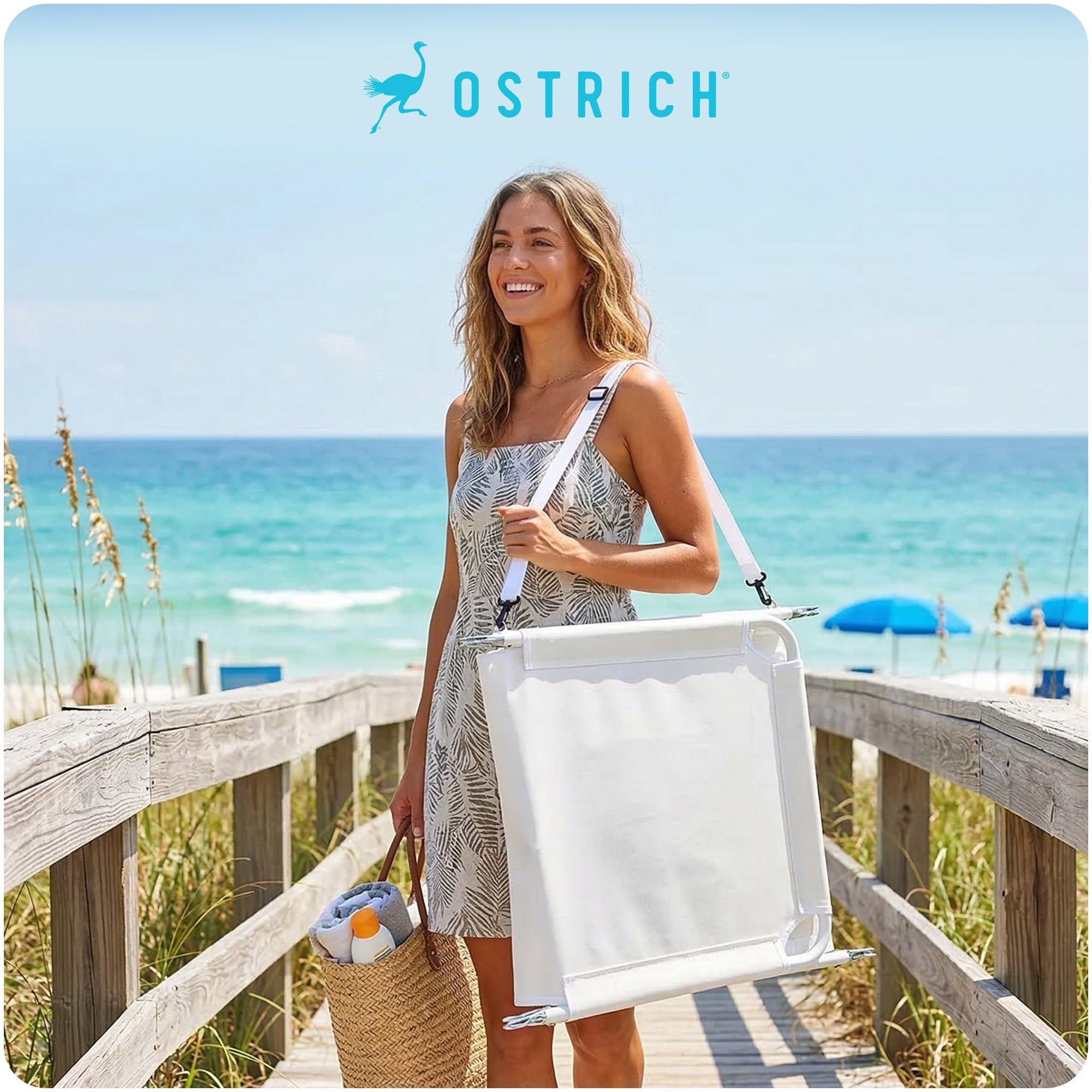 Ostrich Comfort Lounger, Foldable Beach Camping Pool Tanning Chair (Open Box) - VMInnovations