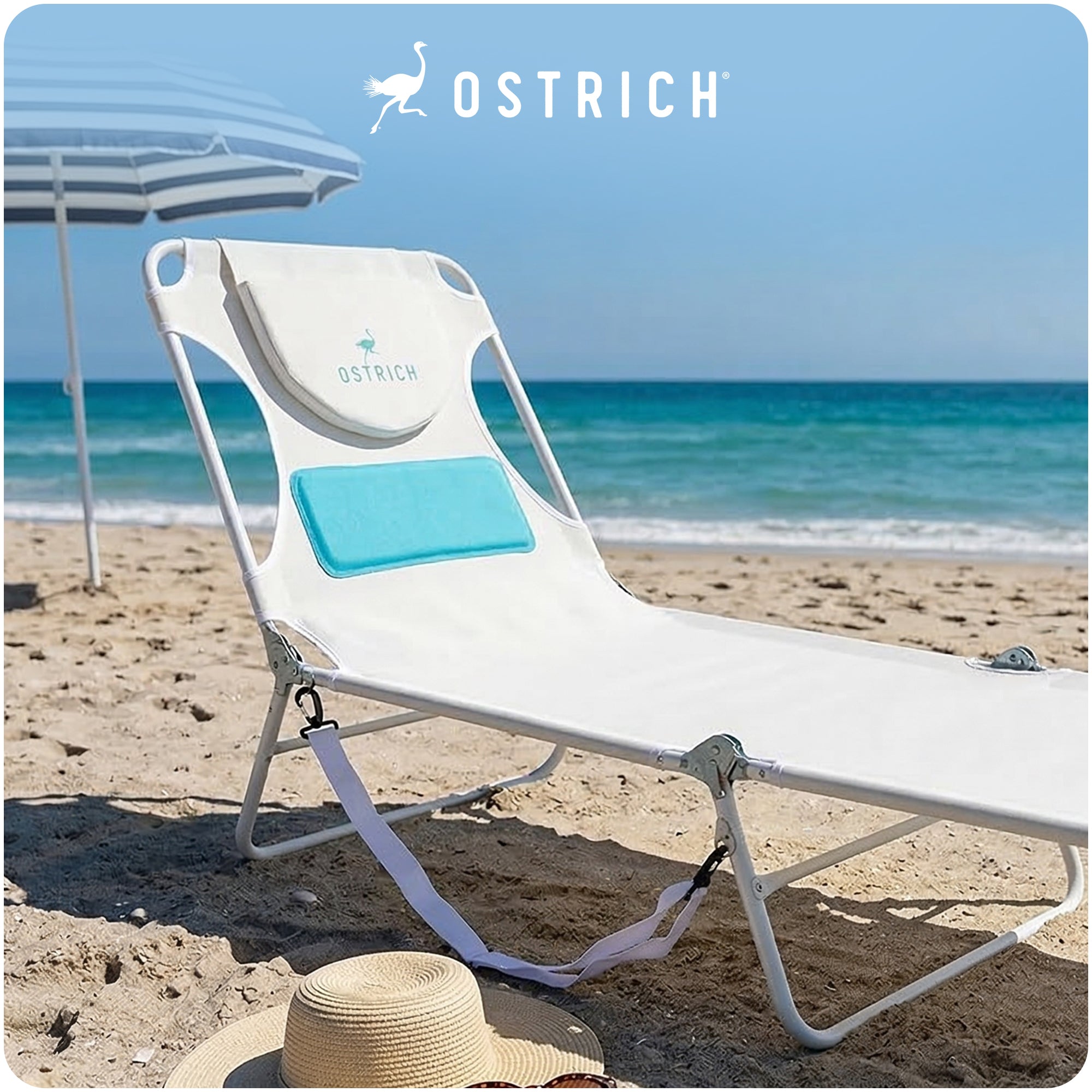Ostrich Comfort Lounger, Foldable Beach Camping Pool Tanning Chair (Open Box) - VMInnovations