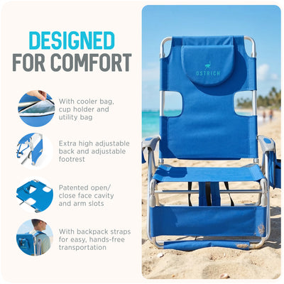 Ostrich The Backpack 3N1 Lounge Chair with Rear Cooler Bag & Custom Fitted Towel