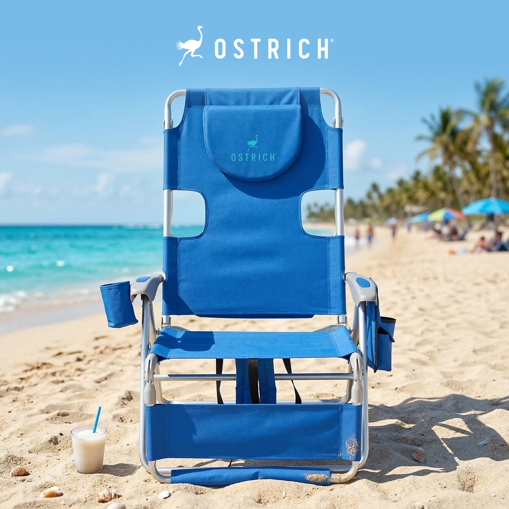 Ostrich The Backpack 3N1 Portable Chair Cooler Bag Reclining Lounger, Royal Blue