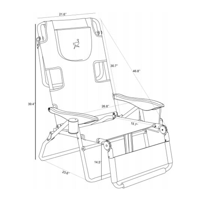 Ostrich 3 In 1 Chair Cooler Bag & Reclining Lounger, Royal Blue (Open Box)