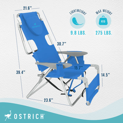 Ostrich 3 In 1 Chair Cooler Bag & Reclining Lounger, Royal Blue (Open Box)